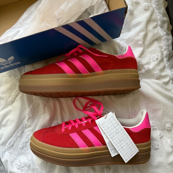2024 ADIDAS GAZELLE BOLD COLLEGIATE RED LUCID PINK WOMENS - Picture 3 of 14